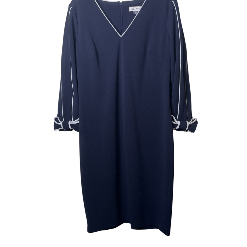 Calvin Klein Midnight Blue Dress with Ivory Accents